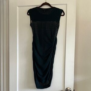 BCBGMaxAzria Dark Green Textured Midi Dress